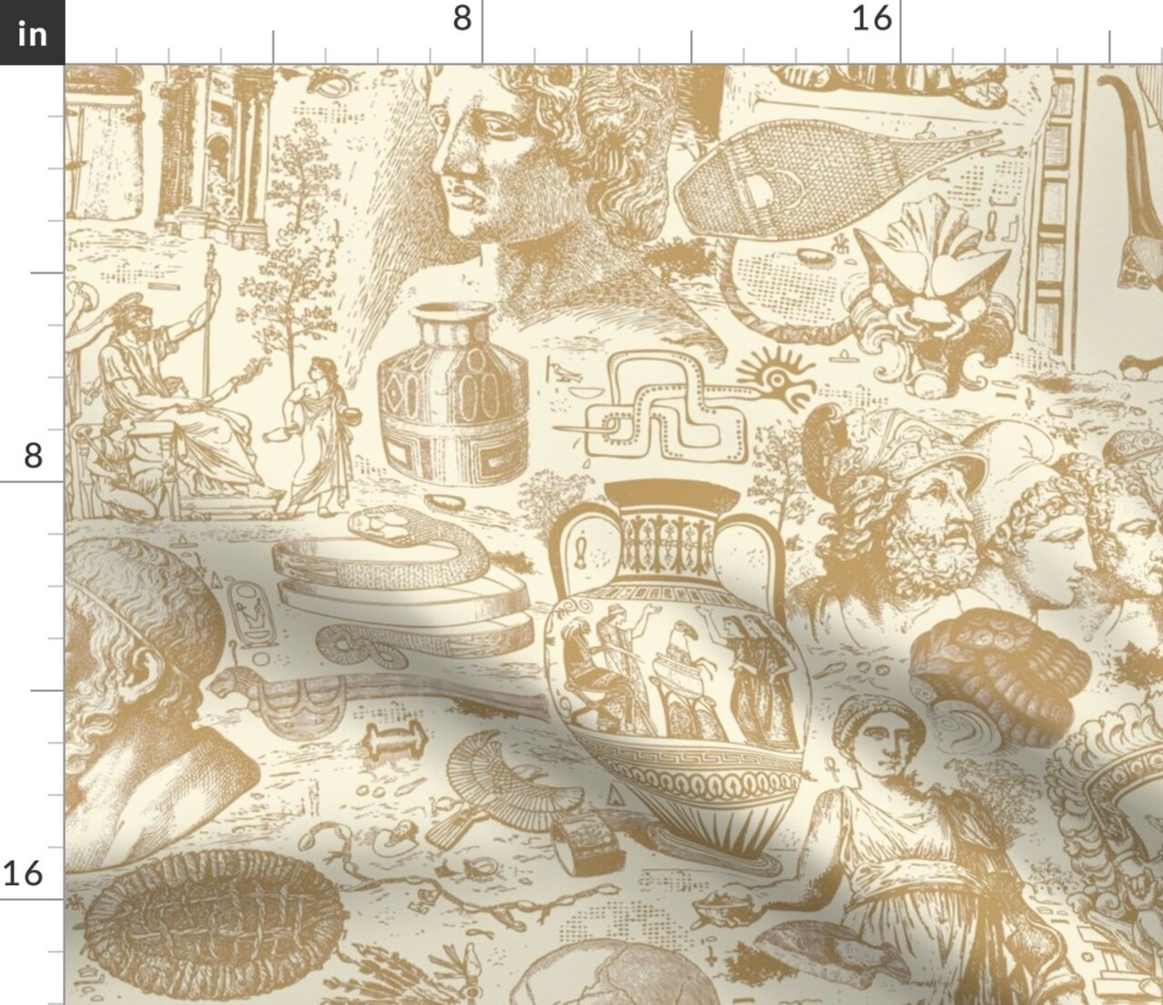 Brown Toile History Egypt Classical Archaeology Anthropology Rome Greece Excavation Archaeologist Grecco Roman Ancient Mesopotamia Large Scale Custom Printed Fabric by Spoonflower Various Fabrics by the Yard or Fat Quarter